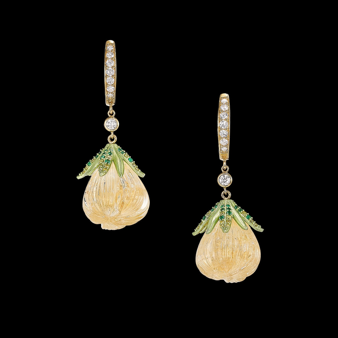 Chrysanthemum Citrine Earrings